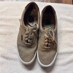 Vans Tan Canvas Lace-Up Sneakers